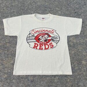 VTG Cincinnati Reds MLB T-Shirt 1988 Wolf & Sons White Baseball 80s
